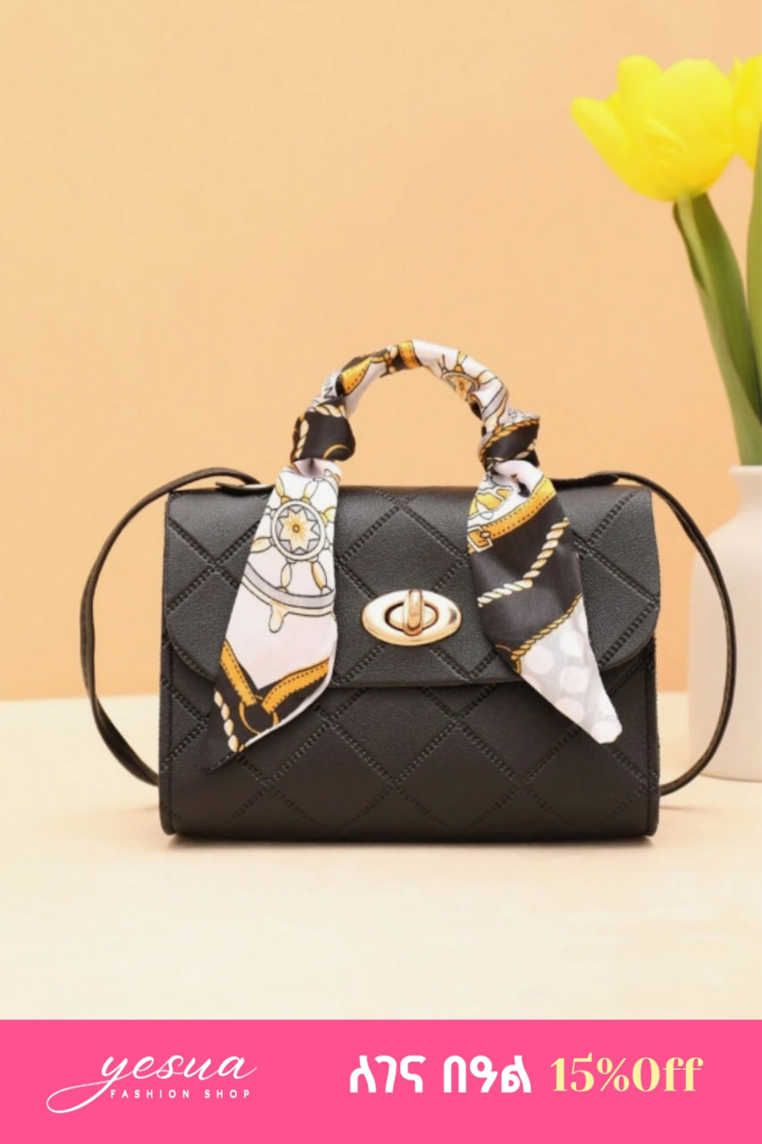 Bow Decor Daily Life Handheld Silk Scarf Decorated Small Square Bag For Shopping